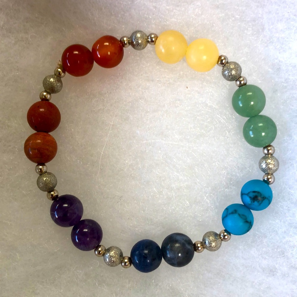 Stretch bracelet with multi colored stones